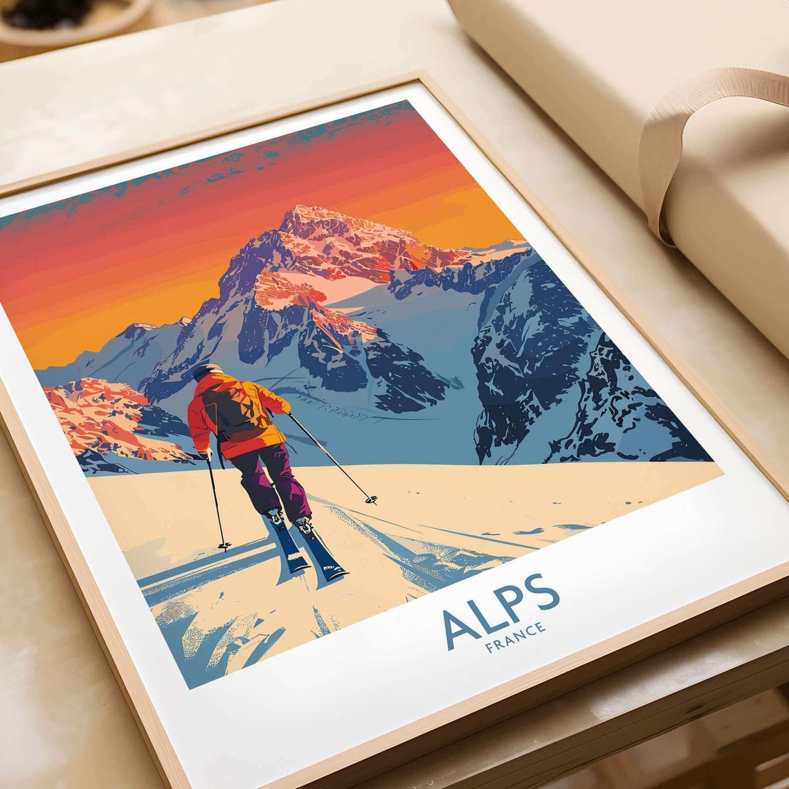Alps Poster, Winter Sports Gift for Skier