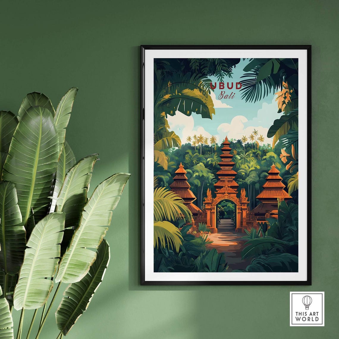 Ubud Bali Travel Poster, Illustration Artwork - Image 2