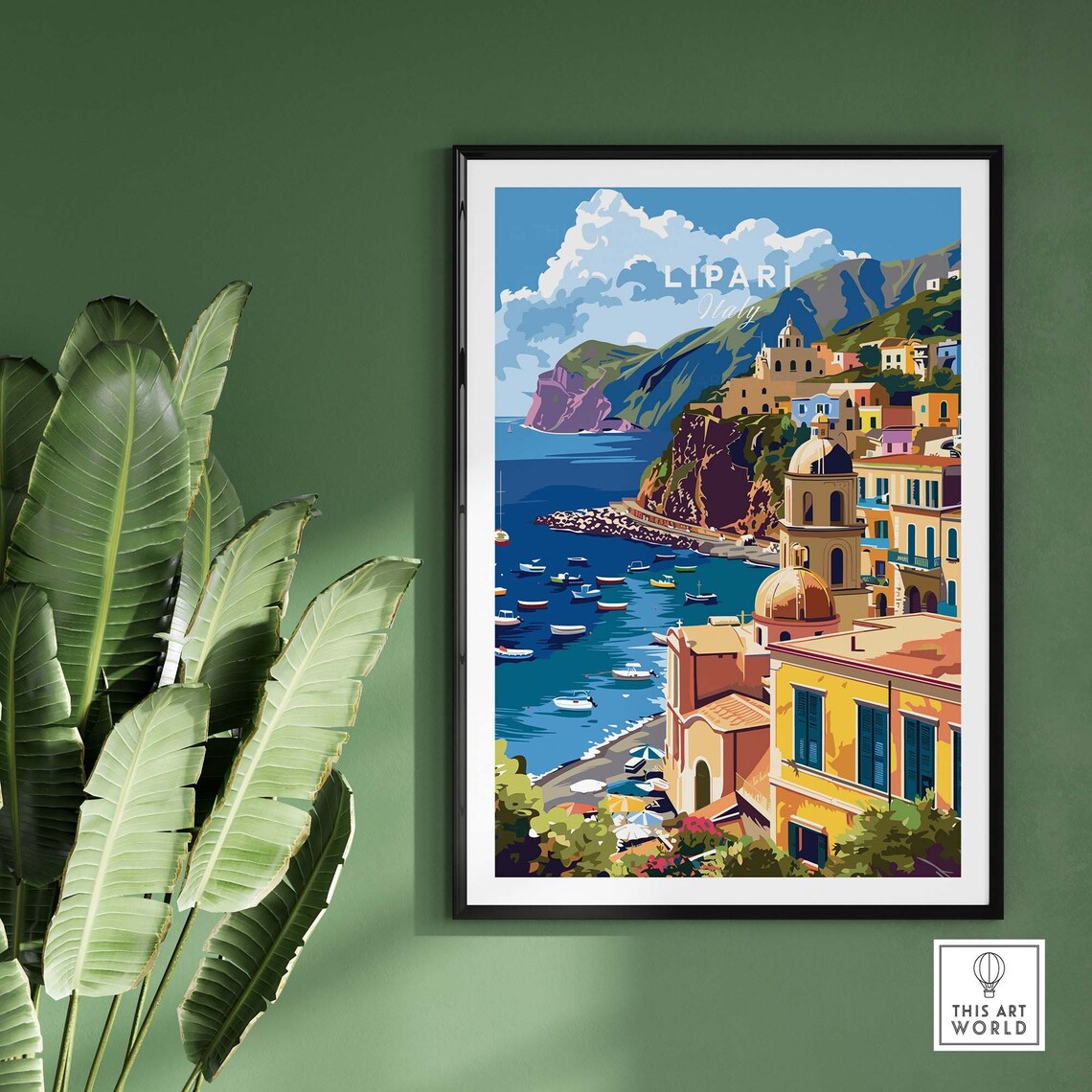 Lipari Travel Print Lipari Wall Art Italy Travel Poster Home Decor Lipari Artwork Poster Gift Lipari Illustration Art Lover Italy Print - Image 2