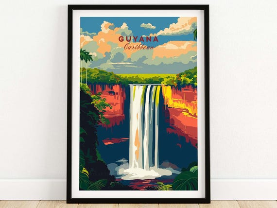 Guyana Poster Print Guyana Wall Art Print Caribbean Travel Poster Caribbean Guyana Artwork Poster Gift Guyana Illustration Art Lover Print