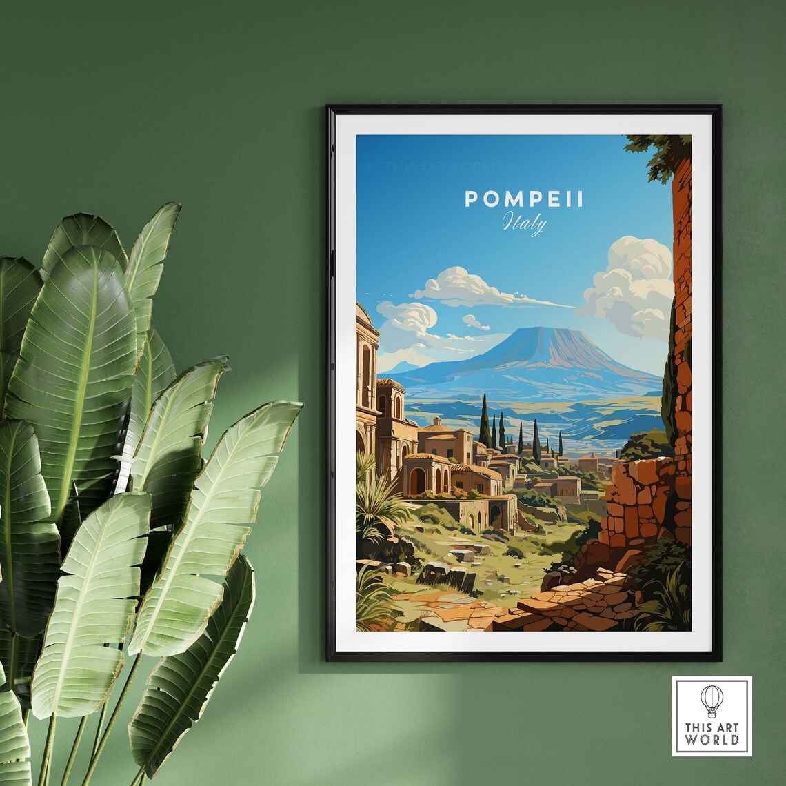 Pompeii Illustration Italy Travel Poster - Image 2