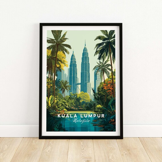Kuala Lumpur Malaysia Petronas Twin Towers Park Travel Poster