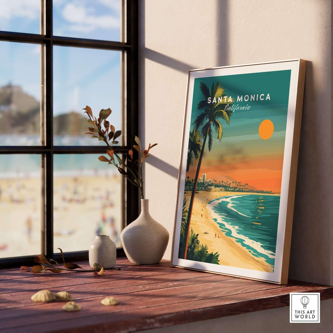 Santa Monica Beach Pier View Travel Poster - Image 3