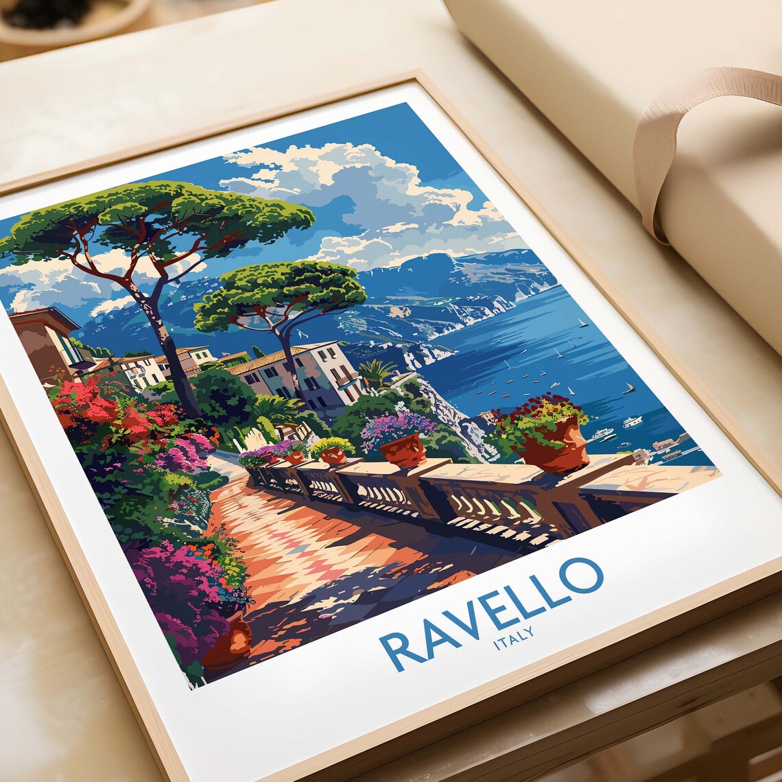 Ravello Travel Poster, Amalfi Coast Italy Print