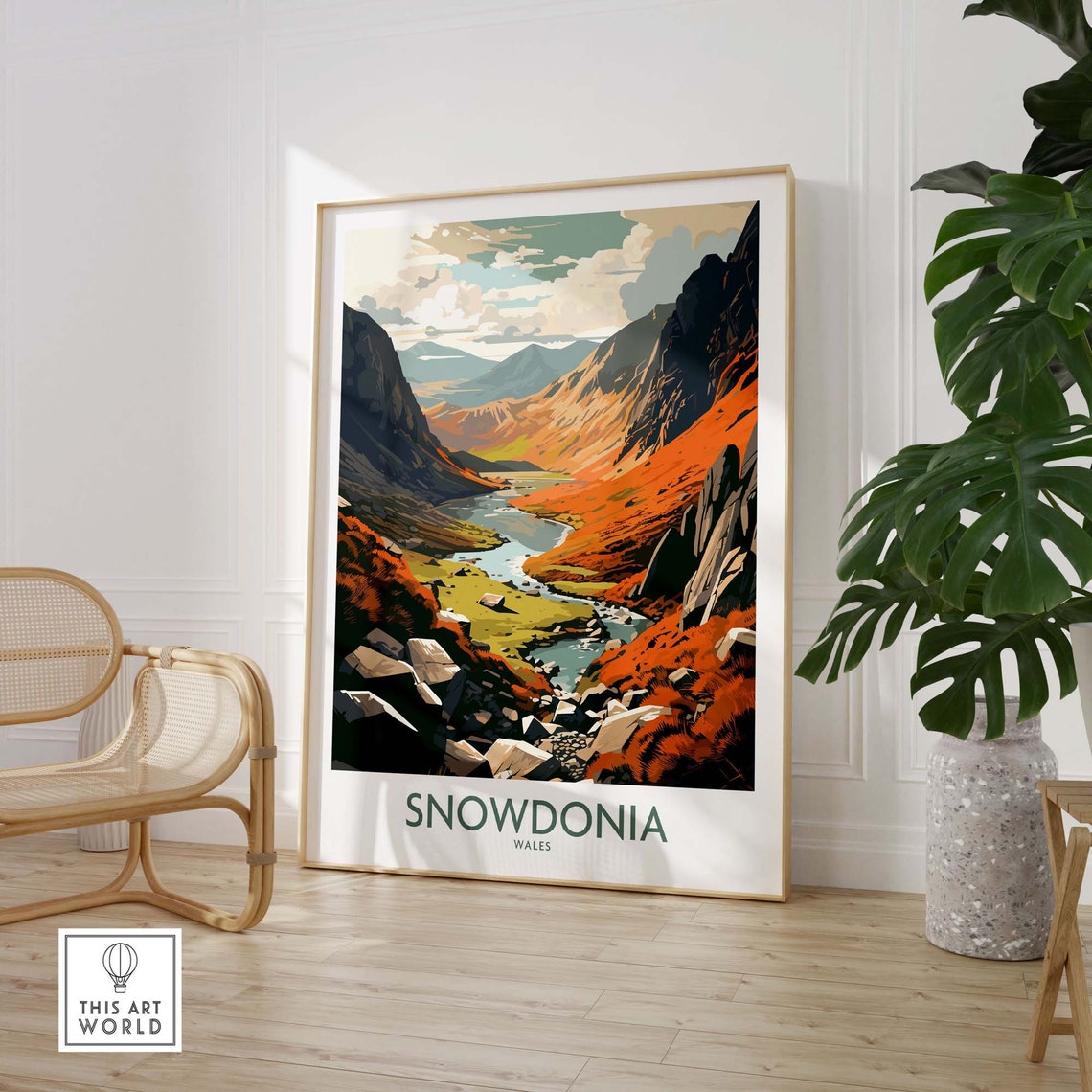 Snowdonia Wales Mountain Valley Autumn Colors Landscape Poster - Image 3