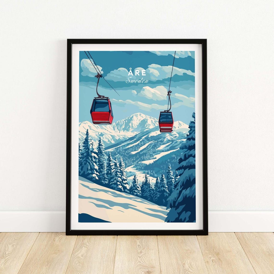 Ski Resort Travel Poster, Sweden Ski Print