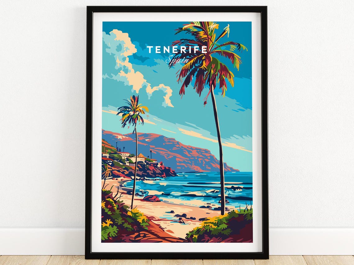 Tenerife Poster Wall Art Print Spain Travel Home Decor Artwork Gift Illustration Lover