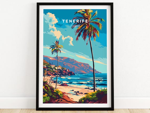 Tenerife Poster Wall Art Print Spain Travel Home Decor Artwork Gift Illustration Lover