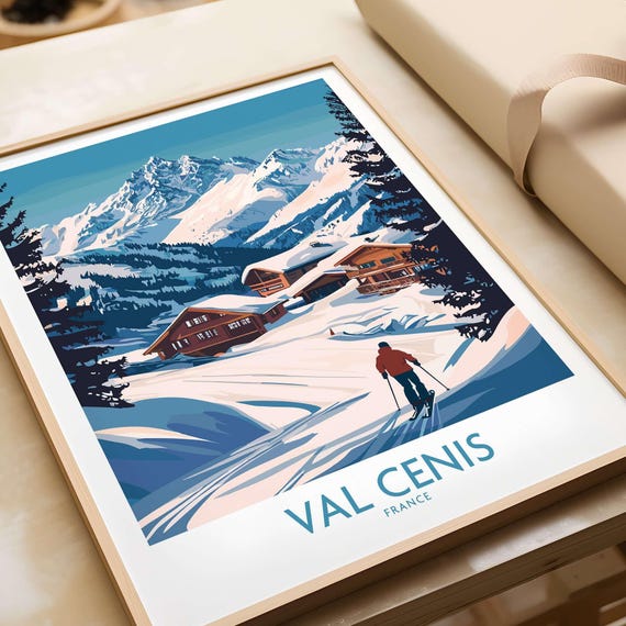 Val Cenis Ski Lodge Art Print, Winter Sports
