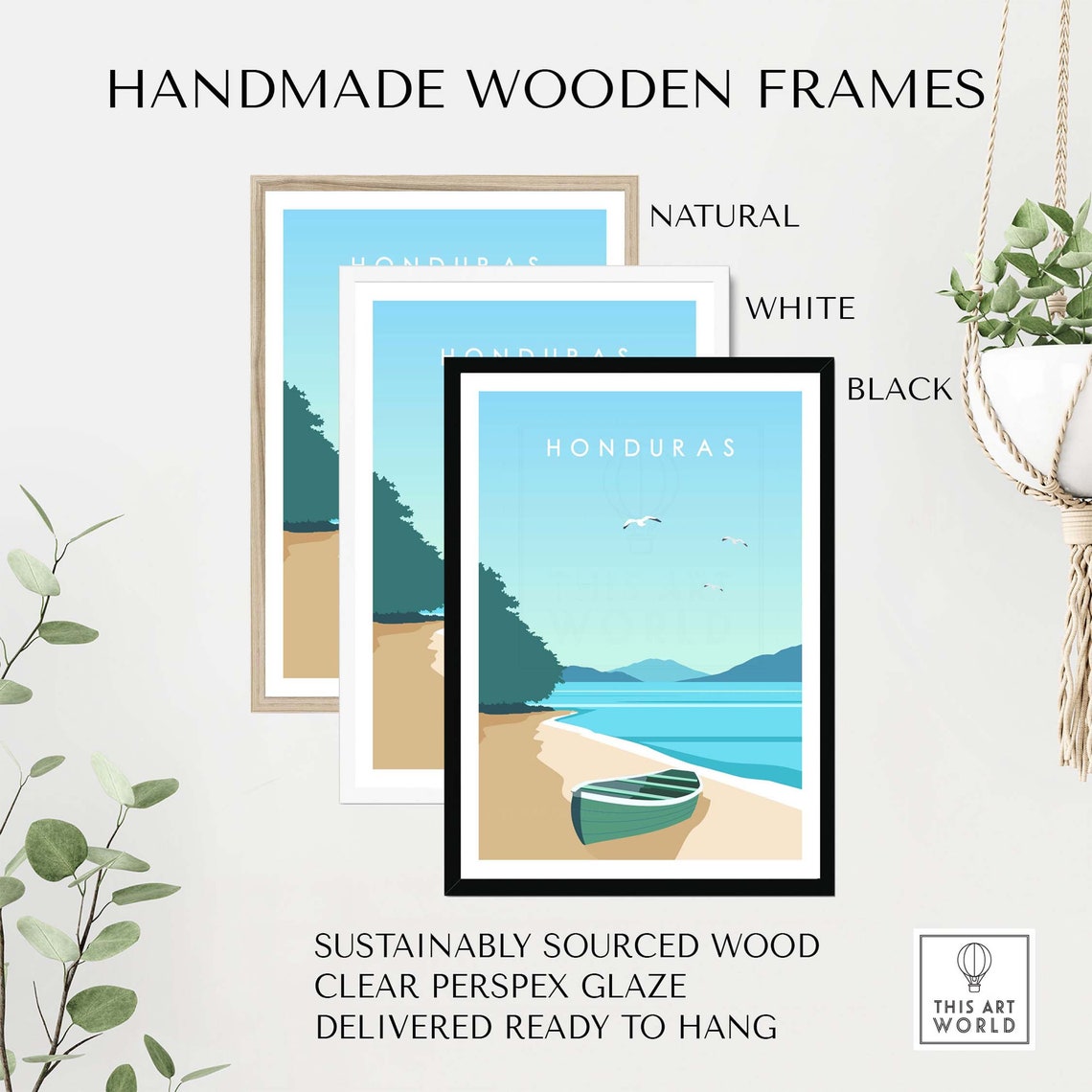 Honduras Print Wall Art Poster Tropical Beach Artwork Home Decor Gift - Image 2