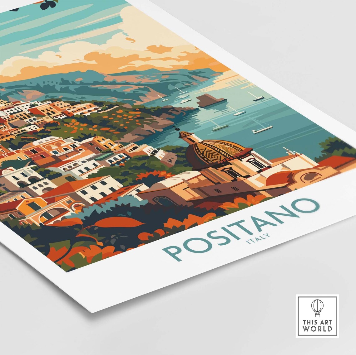 Positano Italy Amalfi Coast Seaside Town Vintage Travel Poster - Image 4