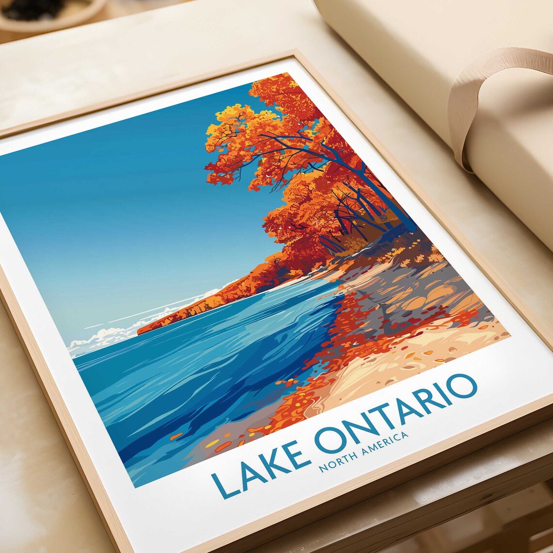 Lake Ontario Travel Poster, Great Lakes Wall Art