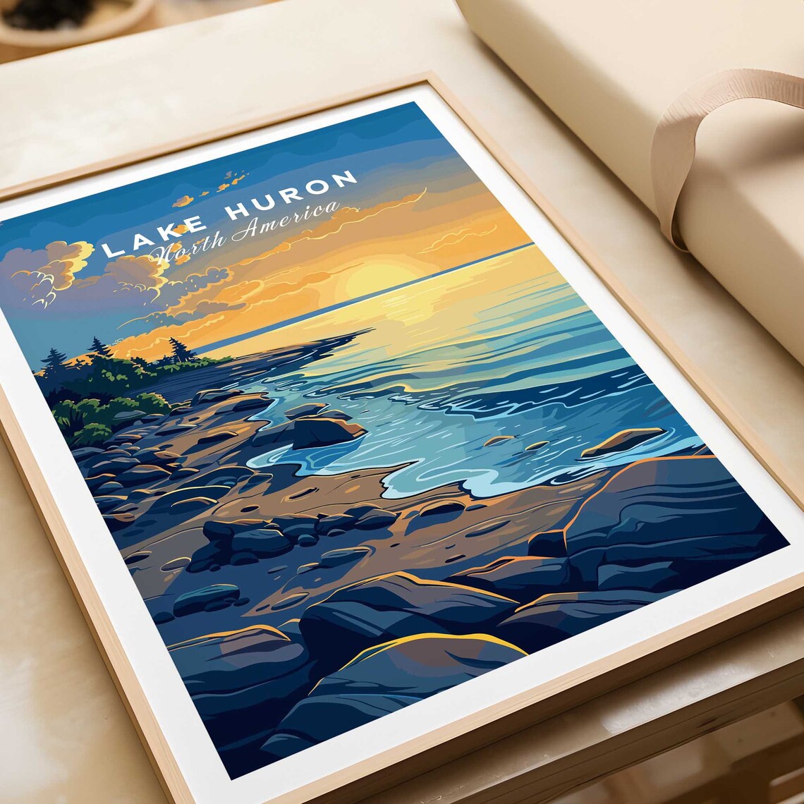 Lake Huron Travel Poster, Lake Huron Wall Art - Image 4