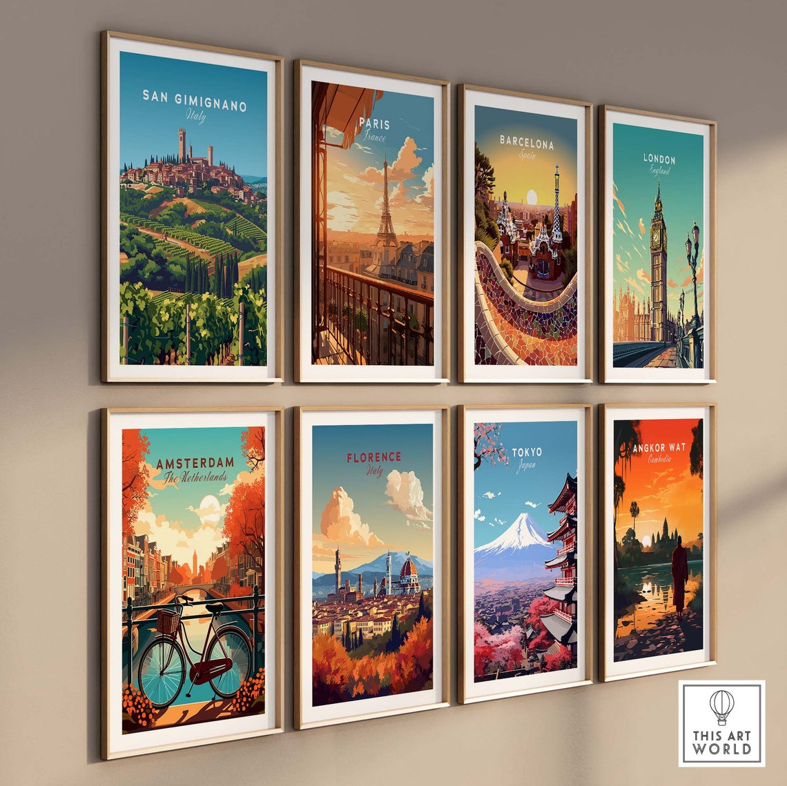 San Gimignano Italy Medieval Towers Over Vineyard Hills Poster - Image 3