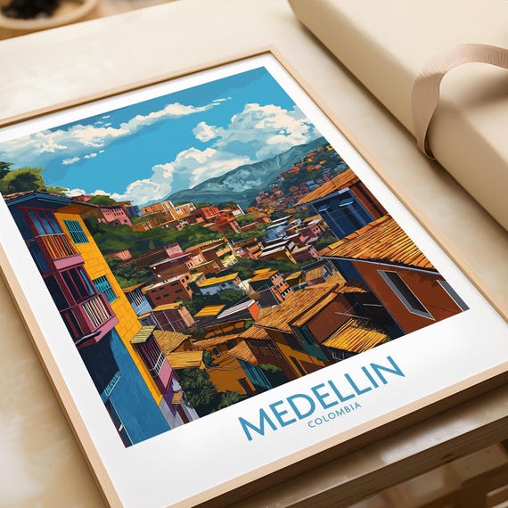 Medellin Wall Art Print Colombia Medellin Travel Print Colombia Wall Hanging Home Decor Medellin Art Lover Gift Medellin Birthday Present