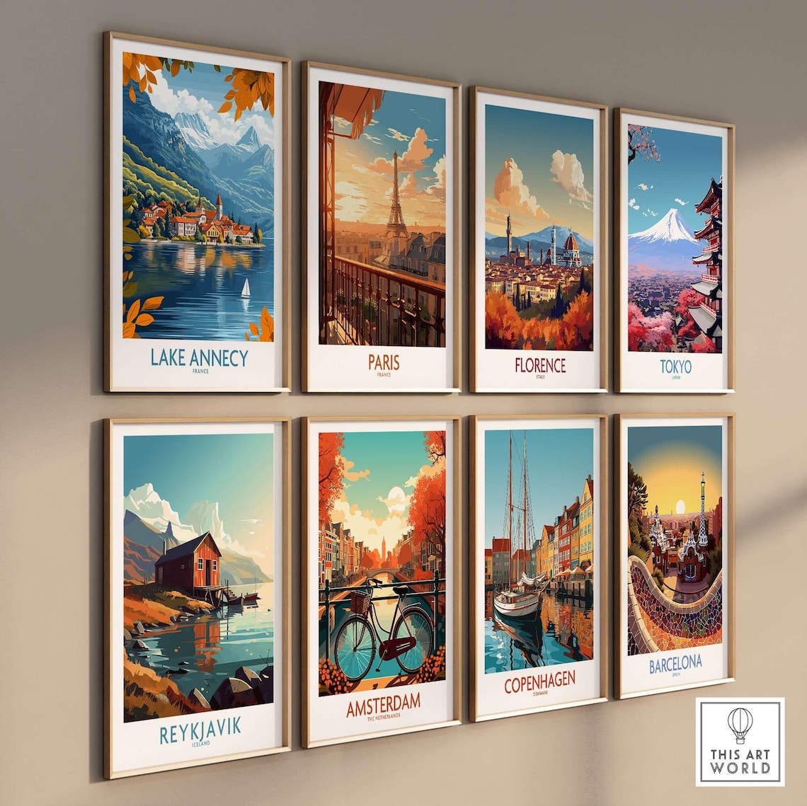Lake Annecy France Lakeside Village Sailboat Vintage Travel Poster - Image 3