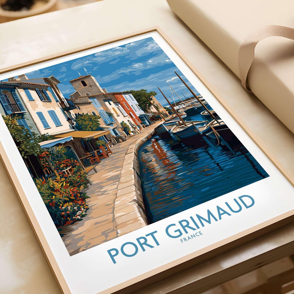 Port Grimaud France Marina Canal With Sailboats Sunny Poster