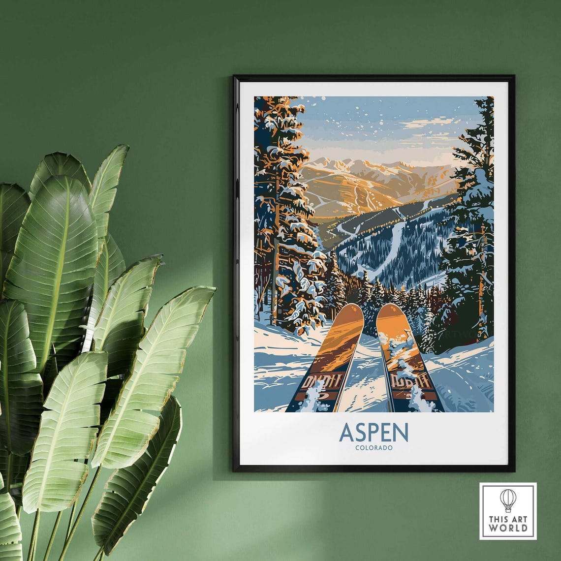 Aspen Ski Lodge, Winter Sports Art Print - Image 2