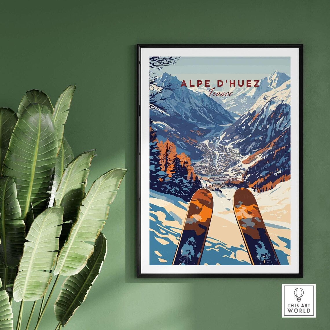 Alpe Dhuez Ski Print, French Mountain Adventure - Image 2