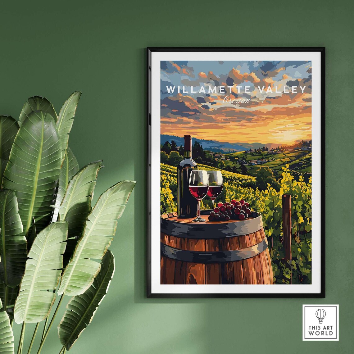 Willamette Valley Wine Country, Vineyard Illustration - Image 2