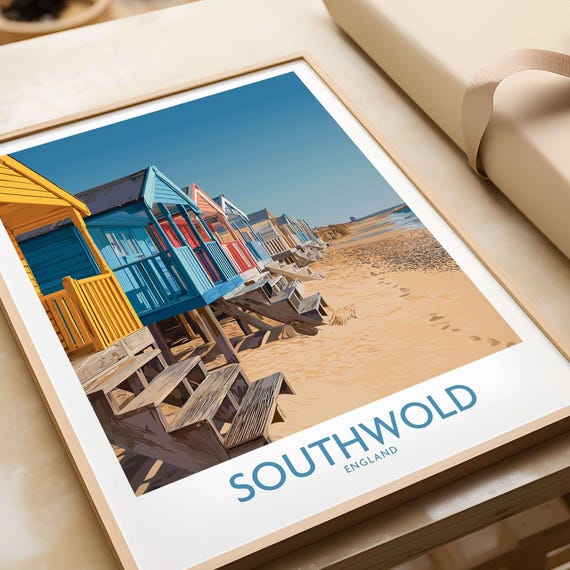 Southwold England Travel Poster Coastal Wall Art Vintage Style Print Framed Unframed Seaside Decor Gift For Travelers Wanderlust
