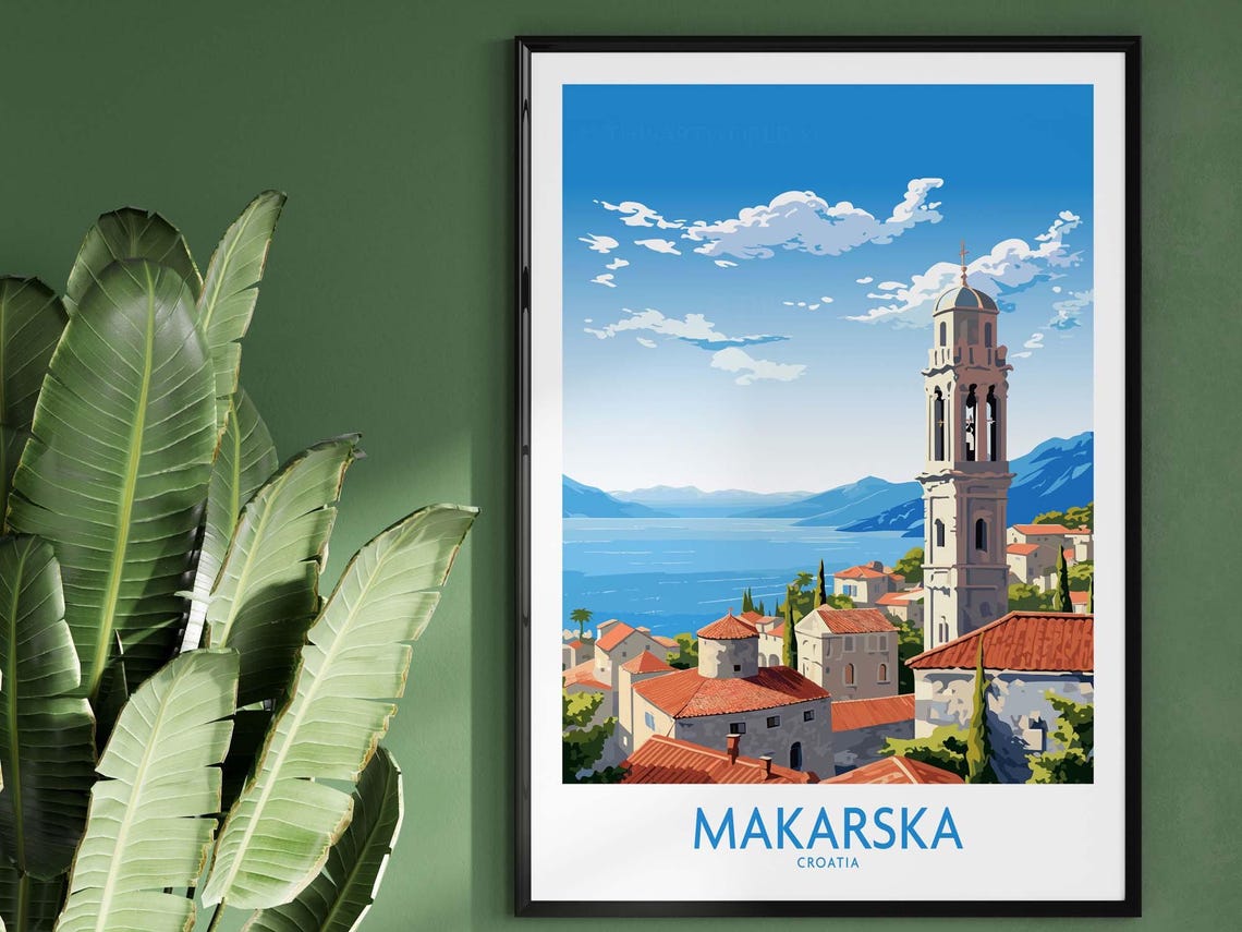 Makarska Croatia Adriatic Coast Old Town Bell Tower Scenic Poster - Image 4