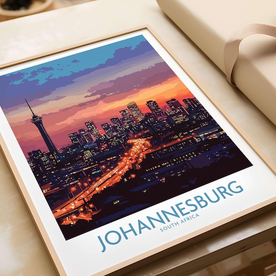 Johannesburg Jhb Skyline, South Africa Travel Poster