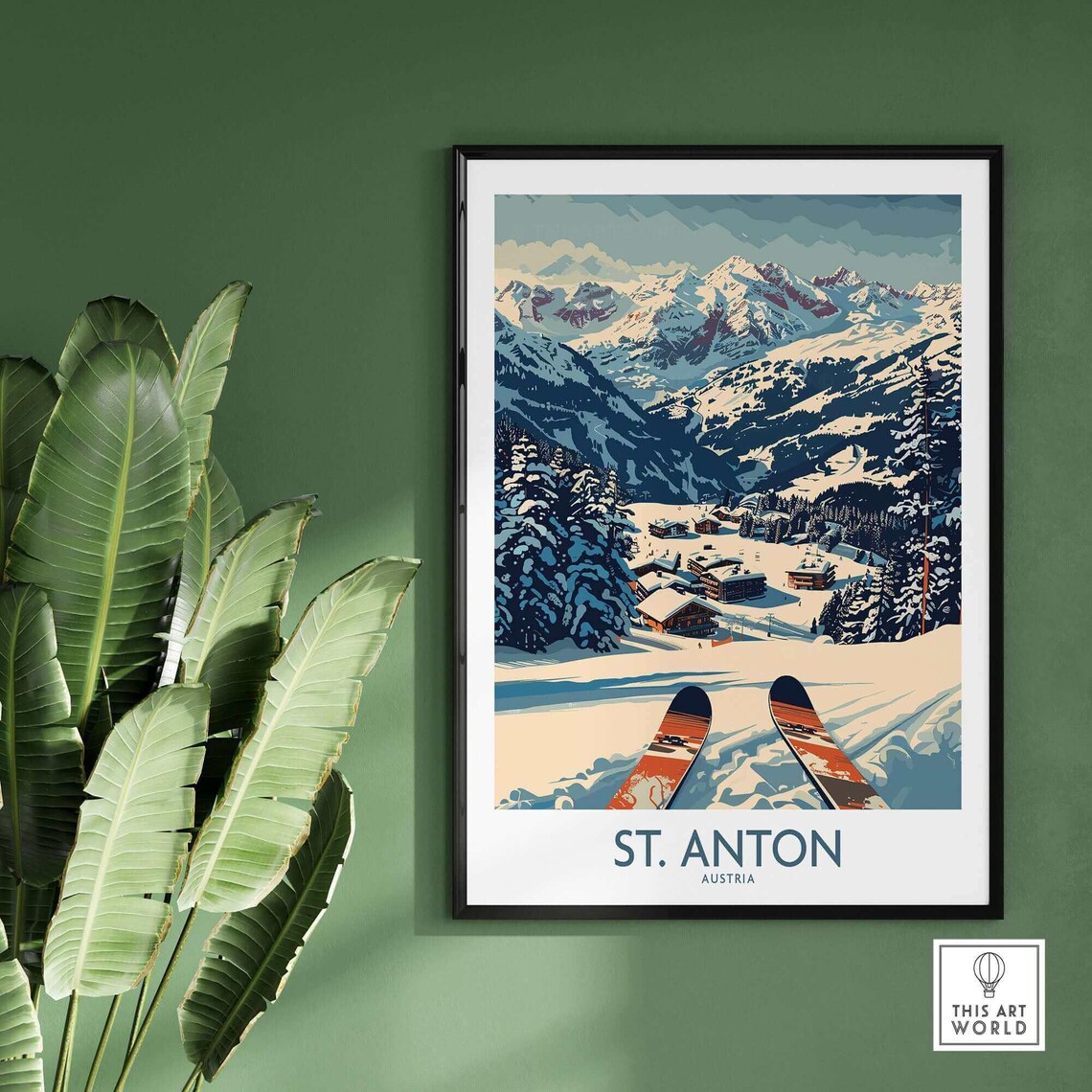 St Anton Ski Resort Poster, Winter Sports Art - Image 2