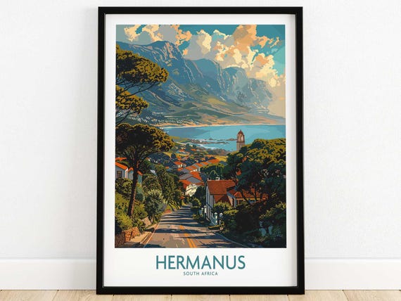 Hermanus Travel Print Wall Art South Africa Garden Route Poster