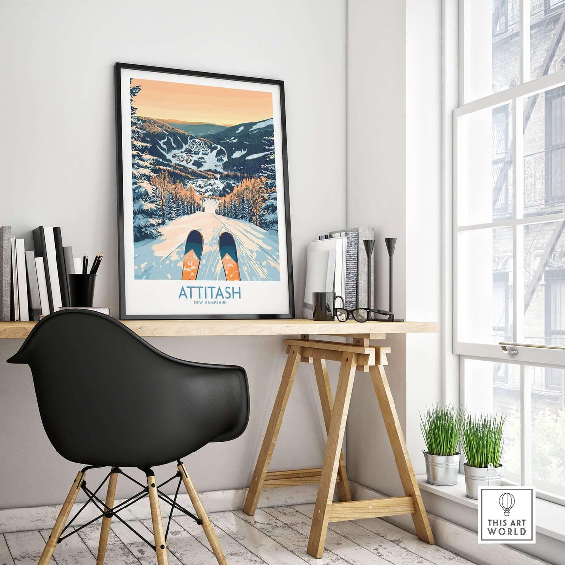 Attitash Travel Poster, Ski Resort Winter Sports - Image 4