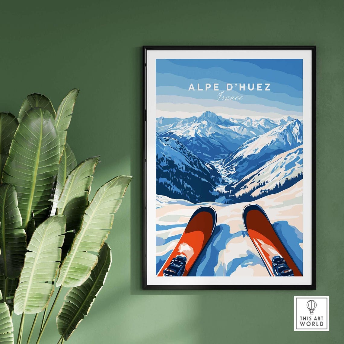 Alpe Dhuez Travel Poster, Ski Resort Adventure - Image 2