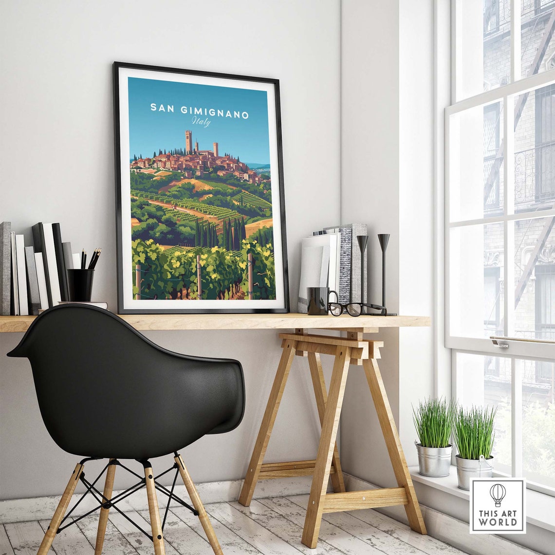 San Gimignano Italy Medieval Towers Over Vineyard Hills Poster - Image 4