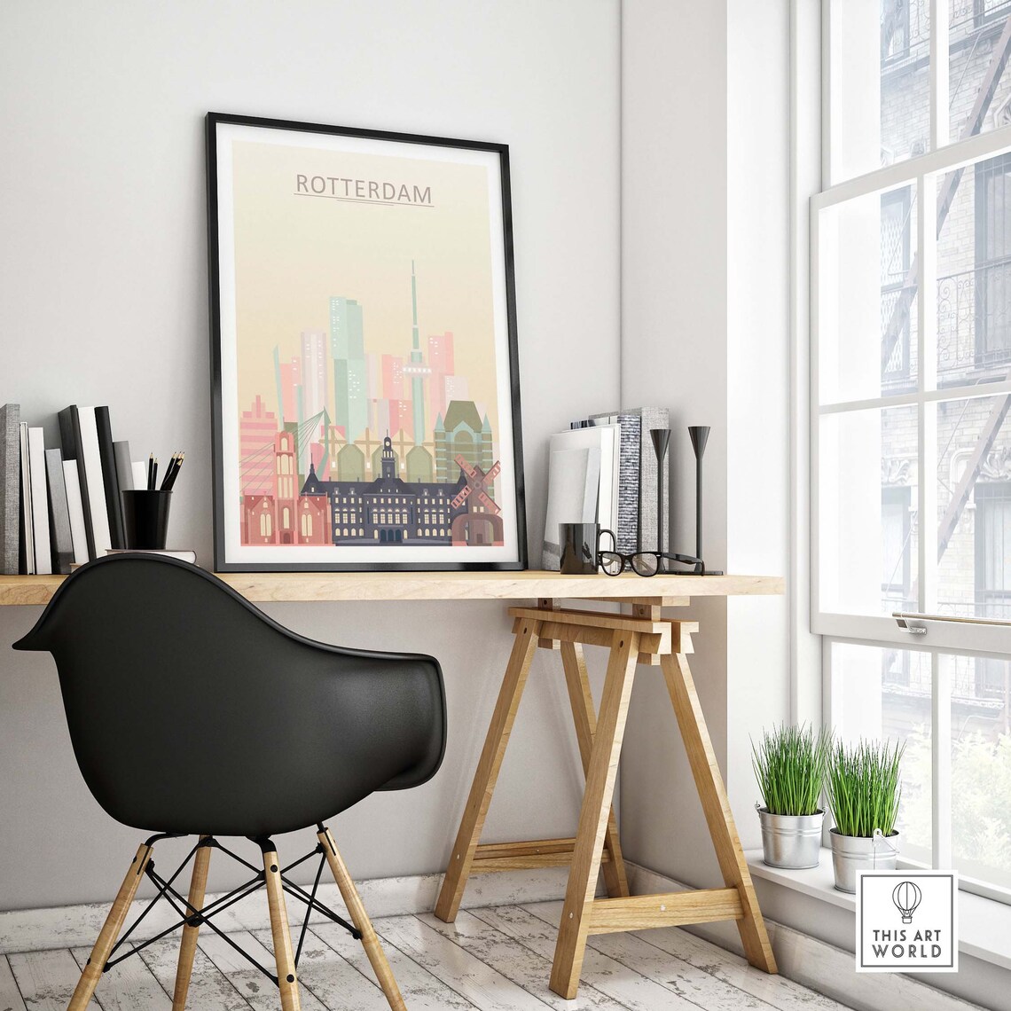 Rotterdam Skyline Travel Poster, City Skyline Art - Image 4