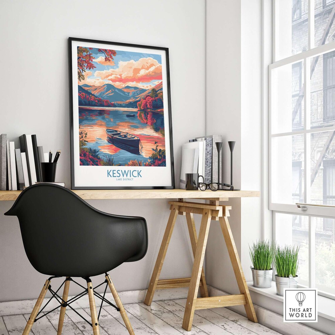 Keswick Lake District Travel Poster, Wall Art Print - Image 4