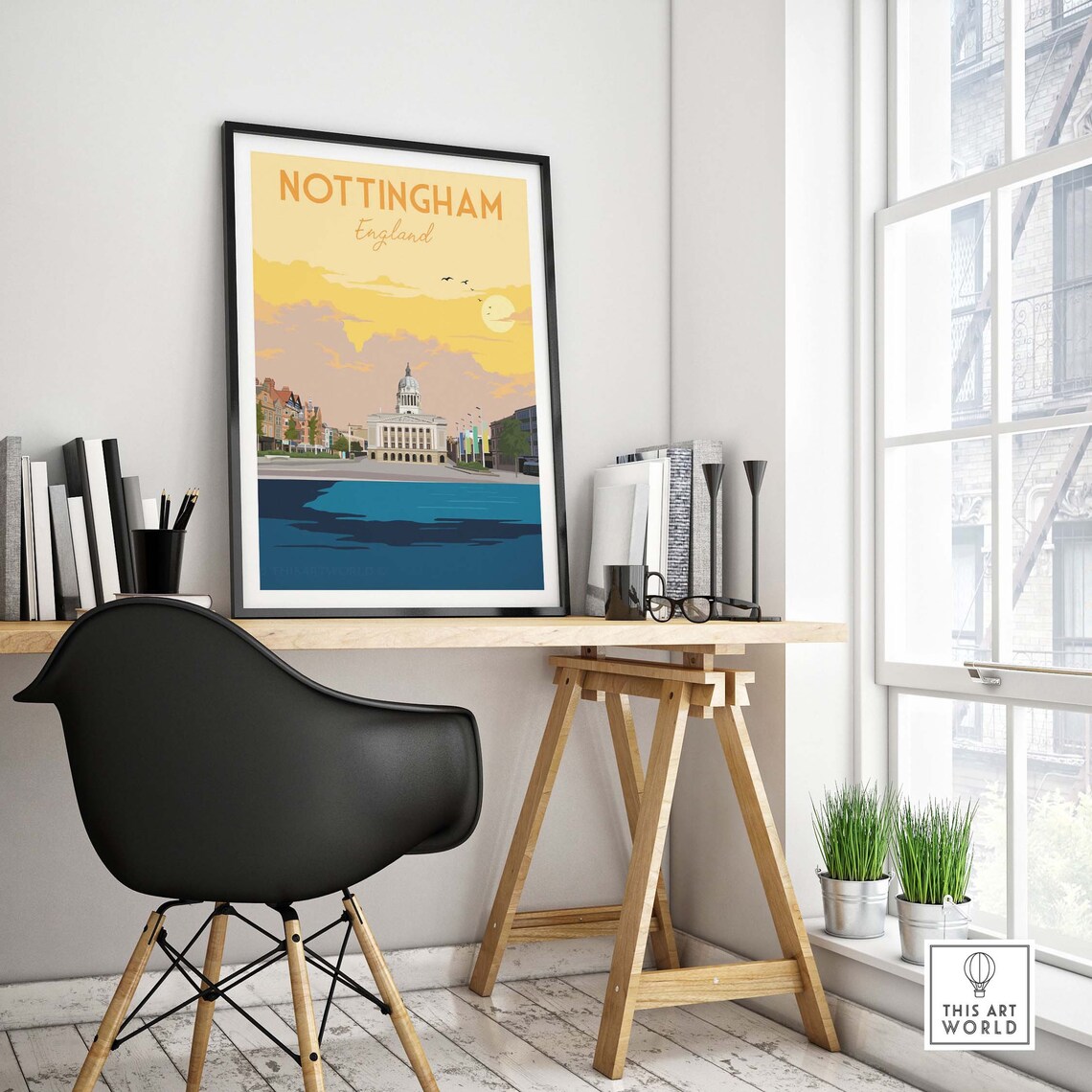 Nottingham England Travel Poster, East Midlands Art Print - Image 4