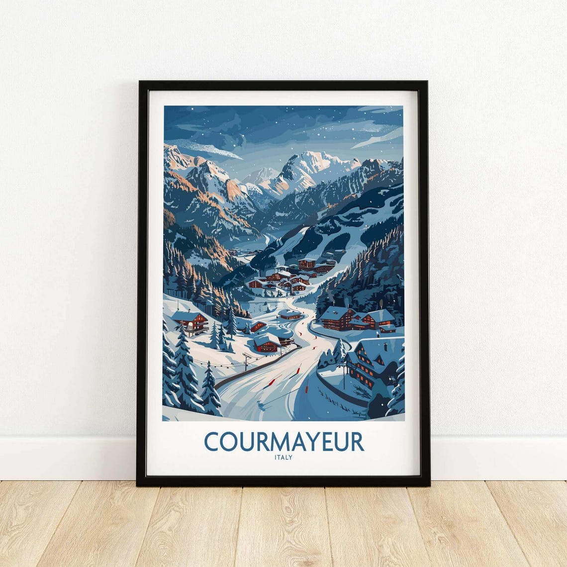 Courmayeur Ski Art Print, Ski Lodge Decor - Image 5