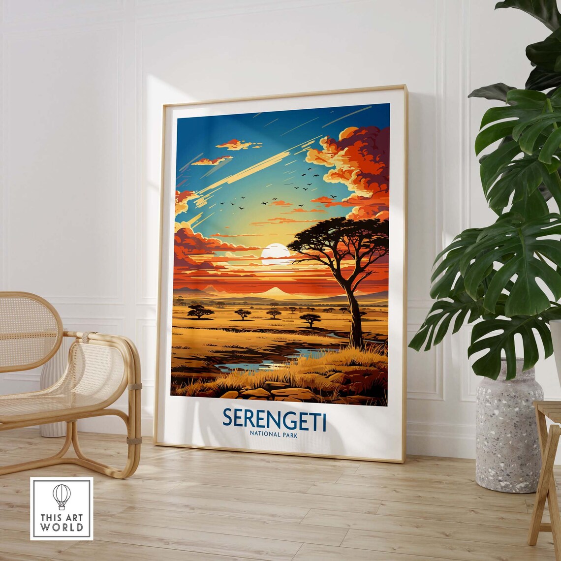 Serengeti National Park Savanna Sunset Acacia Safari Travel Poster - Image 3