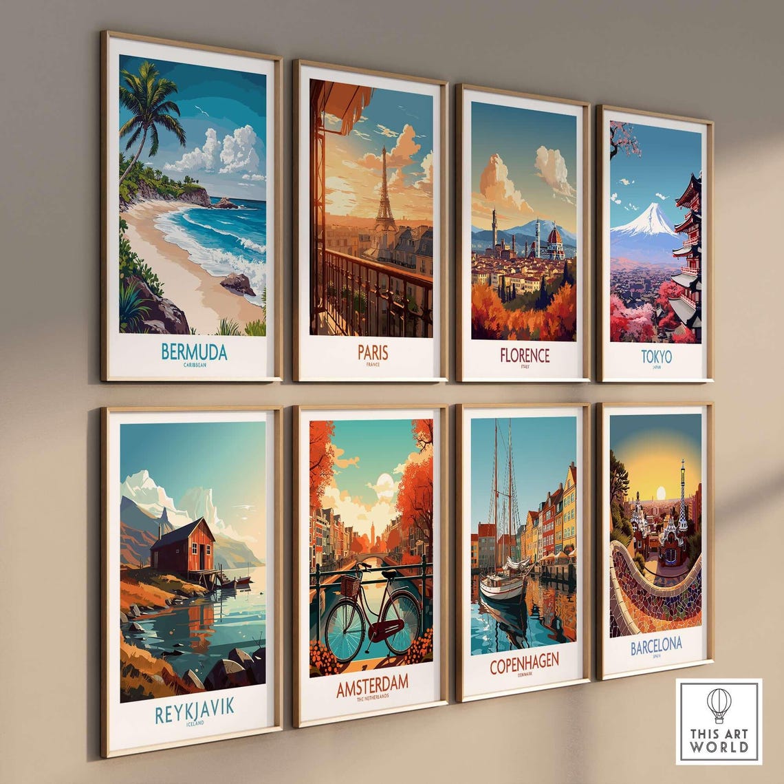 Bermuda Caribbean Tropical Beach Palm Trees Ocean Travel Poster - Image 3