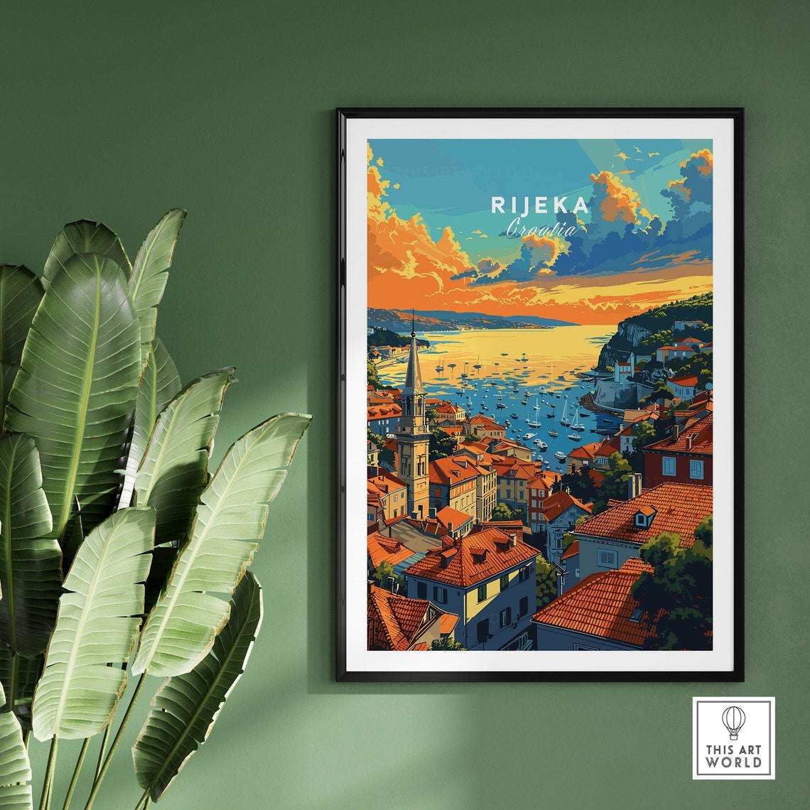 Rijeka Croatia Sunset Harbor Sailboats Old Town Waterfront Poster - Image 2