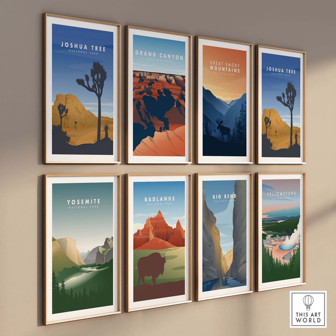 Yellowstone Minimalist Travel Poster Art Print - Image 3