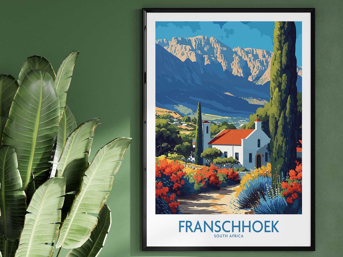 Franschhoek South Africa Church Valley Mountain Travel Poster