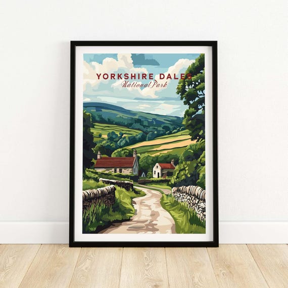 Yorkshire Dales Wall Art Print Travel Poster Decor Lover Gift Illustration