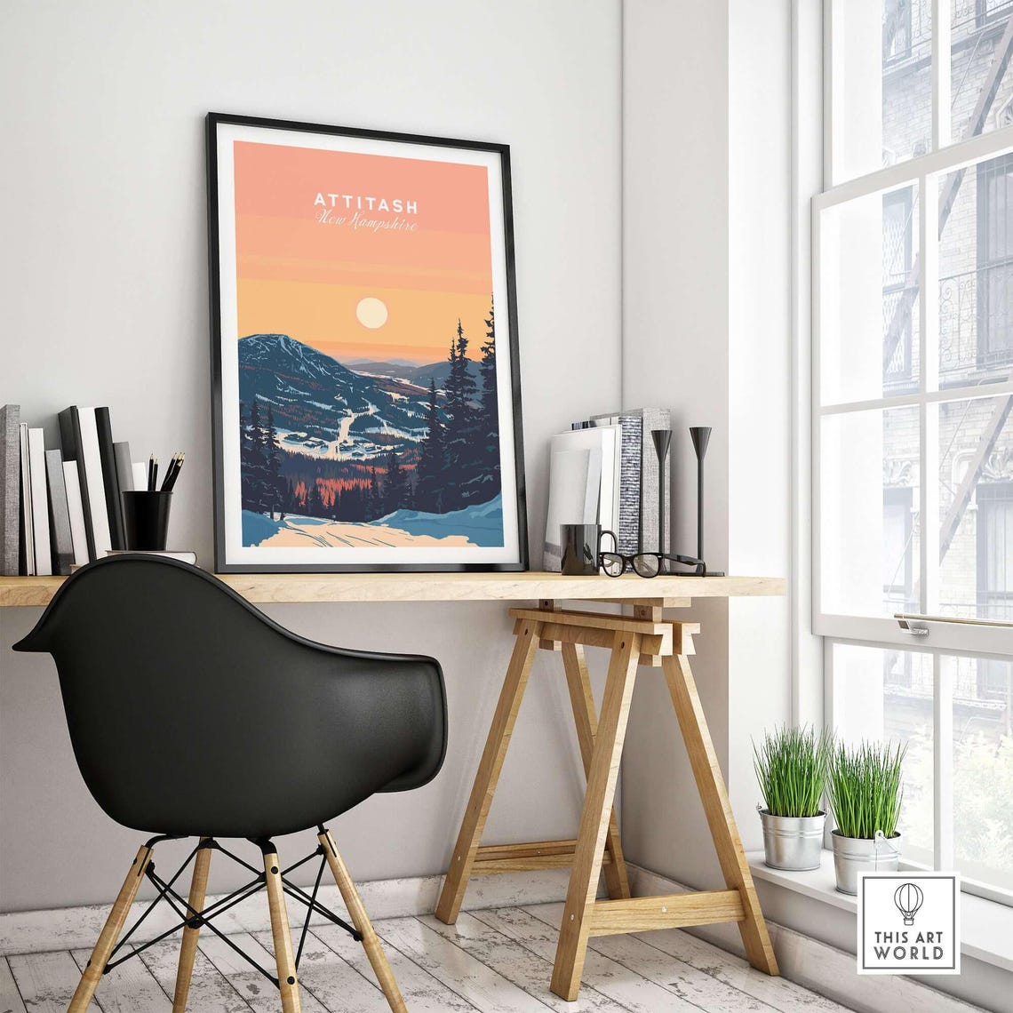 Attitash Ski Resort Travel Poster, New Hampshire - Image 4