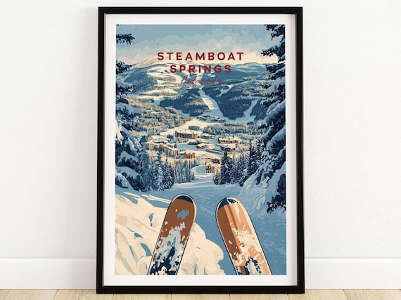 Steamboat Springs Ski Resort Travel Poster, Colorado
