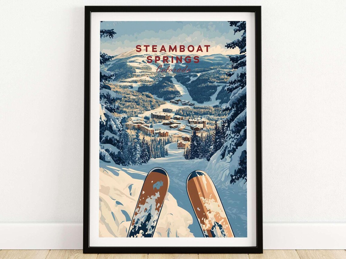 Steamboat Springs Ski Resort Travel Poster, Colorado