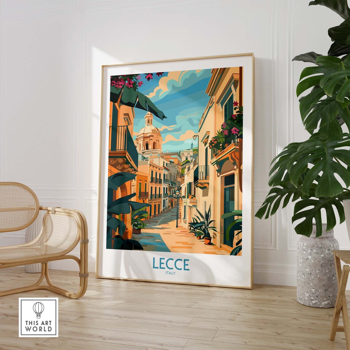 Lecce Puglia Baroque Street Flowers Balconies Old Town Art Poster - Image 2