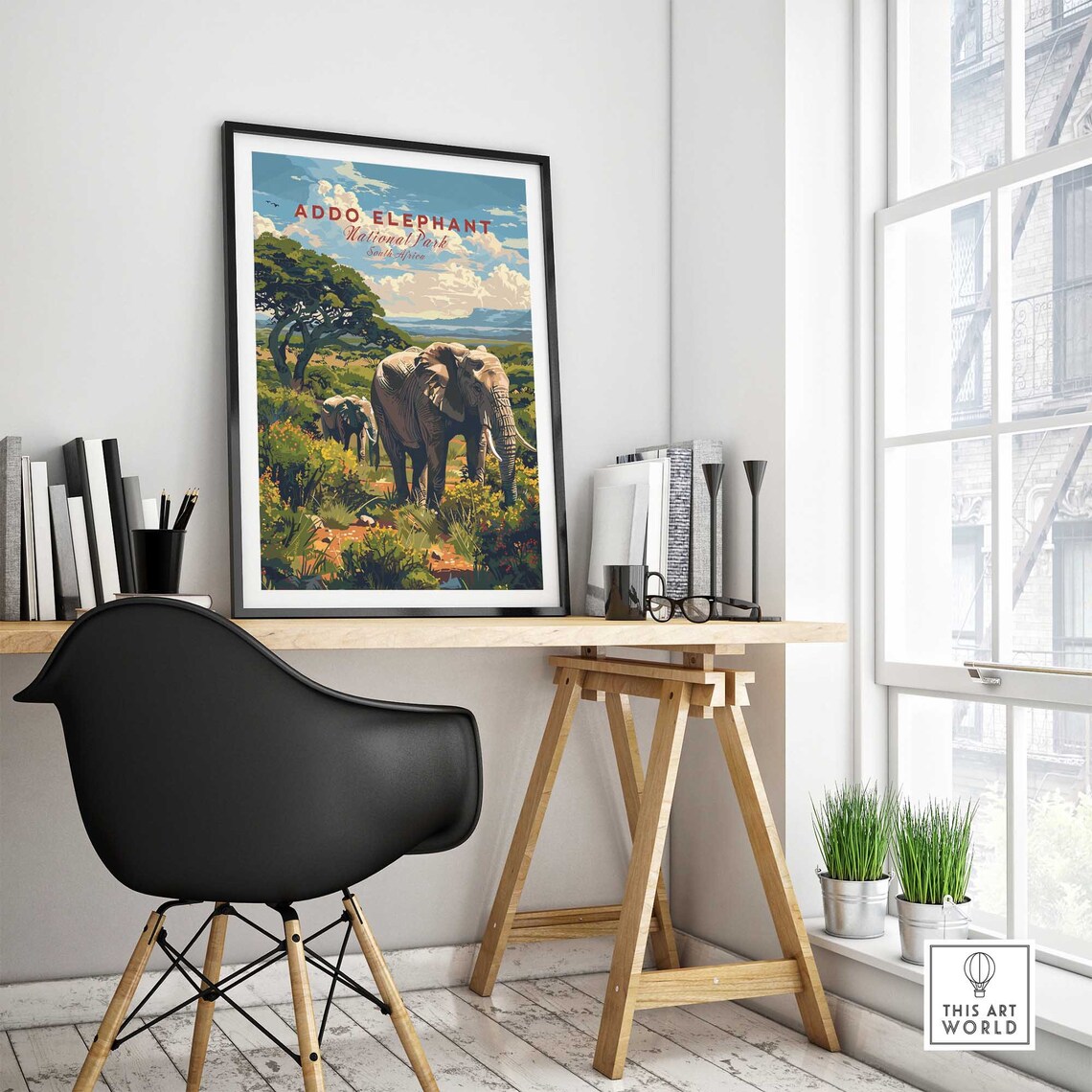 Addo Elephant National Park South Africa Safari Vintage Travel Poster - Image 4