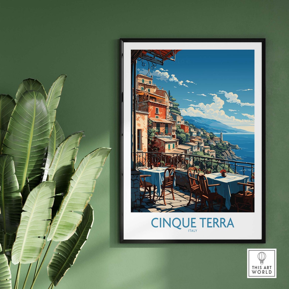 Cinque Terra Italy Seaside Cafe Terrace Coastal Travel Poster - Image 2