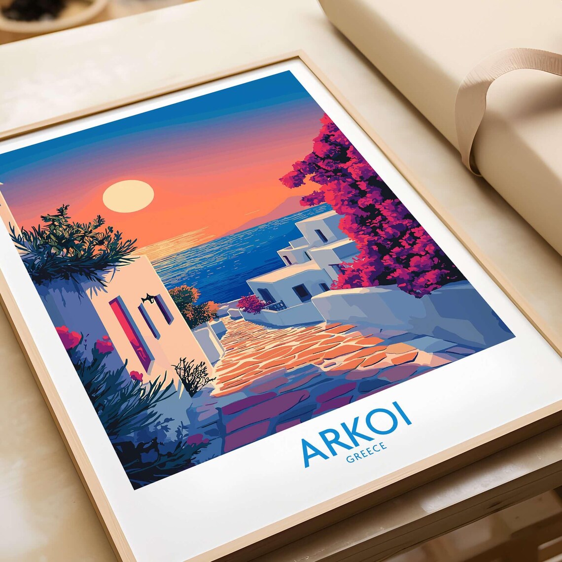 Arkoi Greece Travel Poster, Office Home Decor