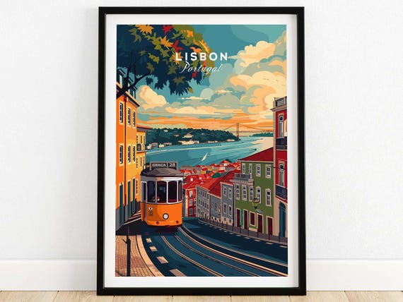 Lisbon Travel Poster, Home Decor Artwork